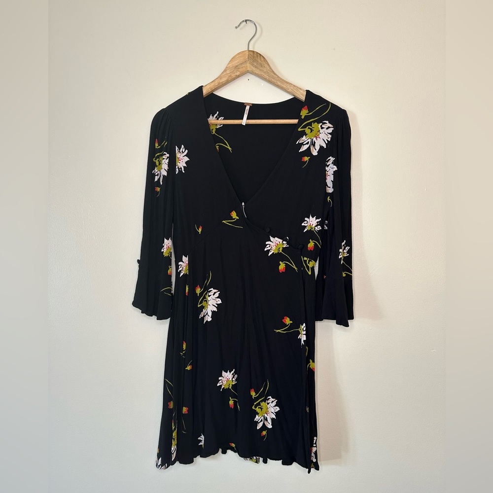 Free People Time On My Side Black Floral Dress